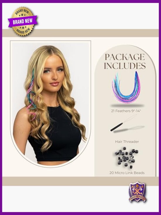 21 Real Feather Hair Extensions 9-14\